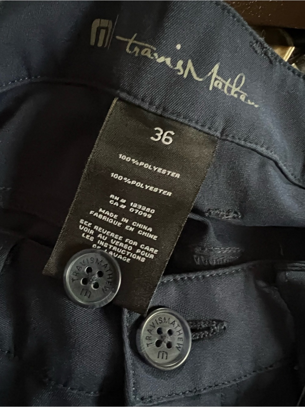 Travis Mathew Navy Polyester Pants - Size 36